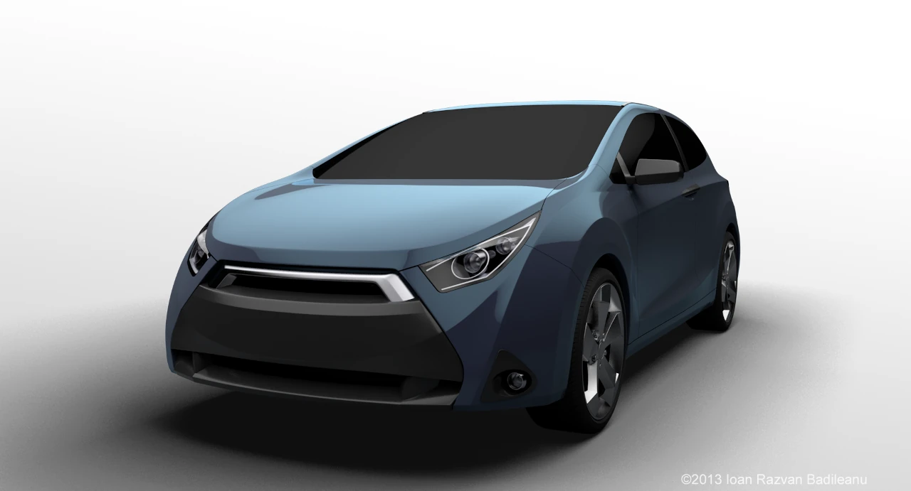 Modelare 3D automobil R4 Natrix - vedere din fata, detaliu grila