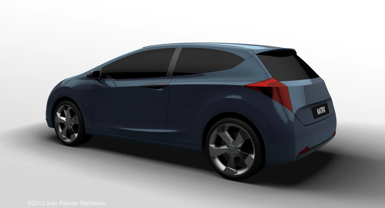 Randare design auto R4 Natrix - vedere din spate, detalii stopuri