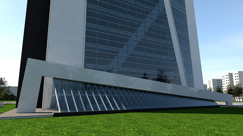 View of the restaurant's glass roof