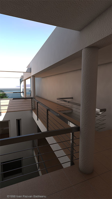 View of the terraces from the upper floor