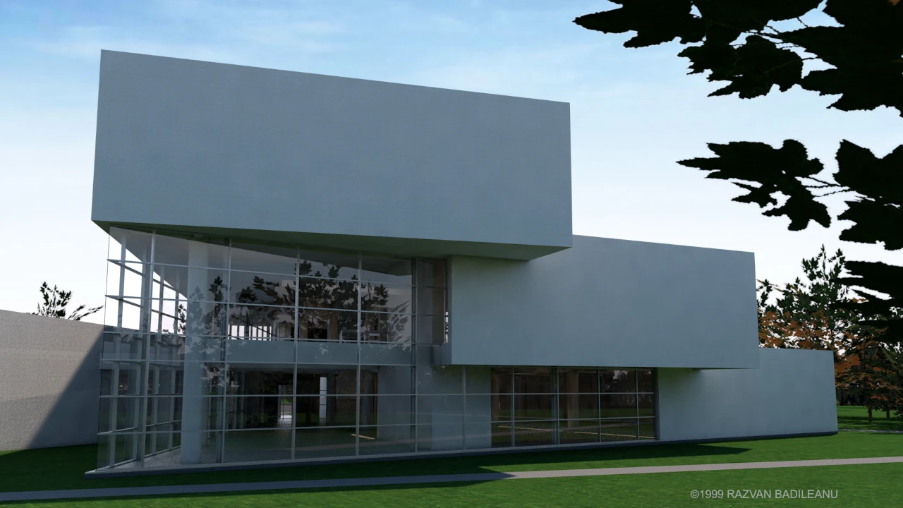 Rear glass facade detail