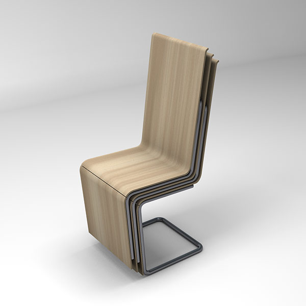 View of stacked chairs